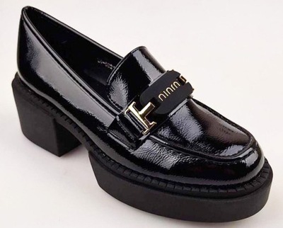 VINCEZA Loafersy Półbuty Czarne 58313 r.40