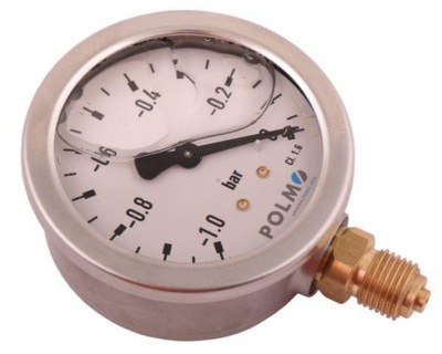Wakuometr glicerynowy M63 (-1 do 0 bar) dolne przyłącze G1/4" POLMO