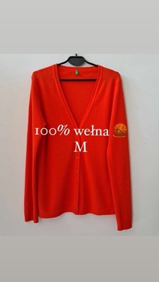 Sweter kardigan Benetton M 100% wełna