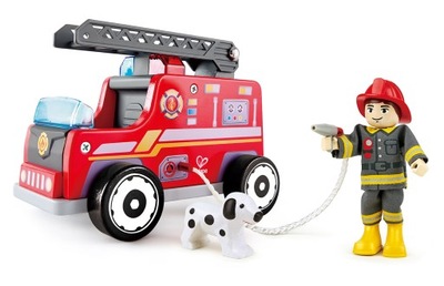 Drewniany wóz strażacki dla Dzieci Strażak Hape 3+