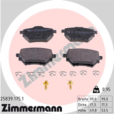 ZIMMERMANN 25839.175.1 КОЛОДКИ ТОРМОЗНЫЕ