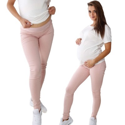 SPODNIE CIĄŻOWE JEANSOWE Z PANELEM PINK JEANS RÓŻOWE XS