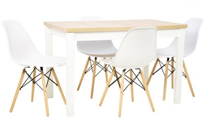 Rozkładany stół 70x120/160 z drewna z 4 krzesłami