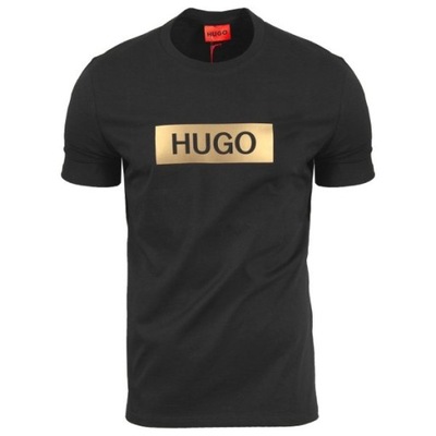 HUGO czarny t-shirt koszulka meska logo napis HUGO BOSS r.M