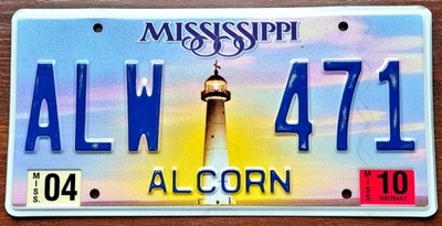 Mississippi 2010 - tablica rejestracyjna z USA