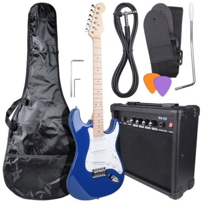 Zestaw gitara elektryczna stratocaster wzmacniacz NN EG SET BLU