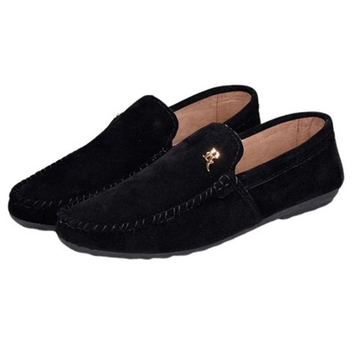 Pánske mokasíny čierne s minimalistickým logom pánske topánky z eko kože