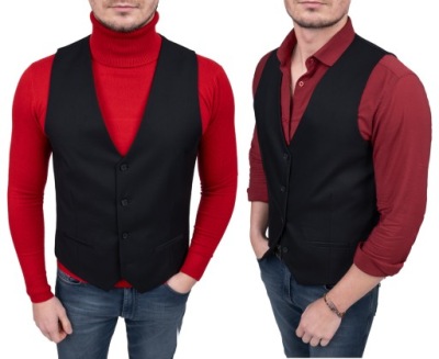 KAMIZELKA MĘSKA ELEGANCKA WIZYTOWA CZARNA 46 pl