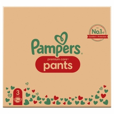 Pampers Premium Care Pants 3 pieluchomajtki 6-11 kg 144 sztuki