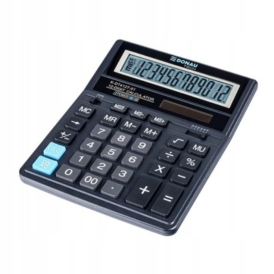 Kalkulator biurowy 12 cyfrowy czarny Donau Tech