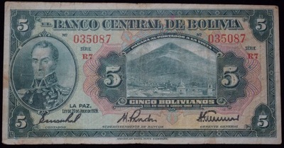 1928 Boliwia 5 boliwianos