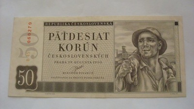 Banknot Czechosłowacja 50 koron 1950 stan 1-