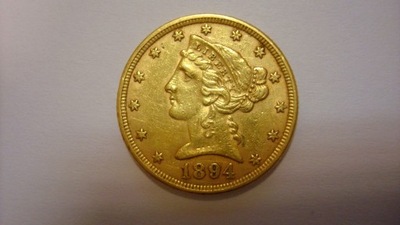 Moneta USA 5 dolarów 1894 Filadelfia stan 3+