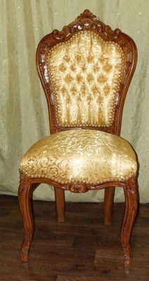Stylowy Orzech Złoty Stołek Barokowe Krzesło Glamour Retro