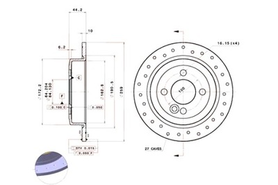 BREMBO DISQUES FREIN 2PCS PERFORÉ ARRIÈRE MINI R50 R53 R52 R56 R57 