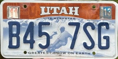 Tablica rejestracyjna z USA Utah