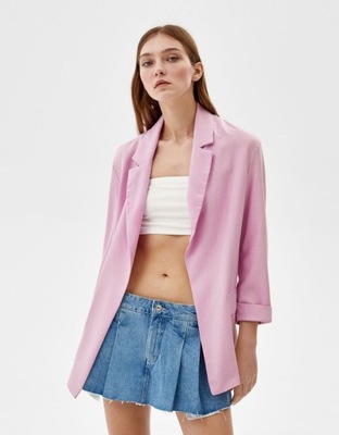 BERSHKA- Marynarka blezer różowa - M