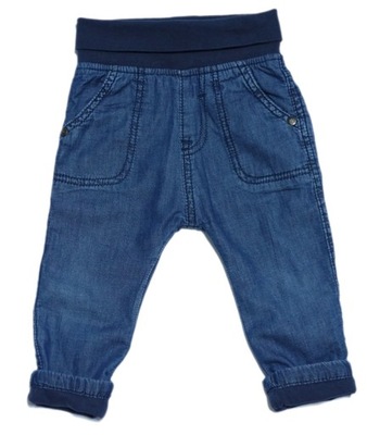 NEWBIE ciepłe spodnie na PODSZEWCE jeansowe 74 - 80
