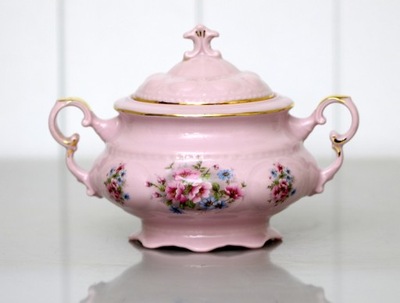 Cukiernica Różowa porcelana RGK Leander lata 90-te Bohemia