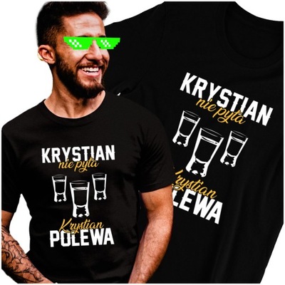 Super KRYSTIAN Śmieszna Koszulka Męska L