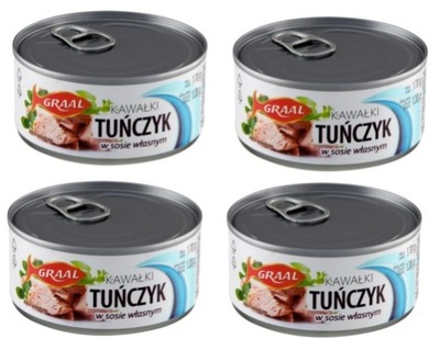 4x 170g GRAAL Tuńczyk kawałki w sosie własnym