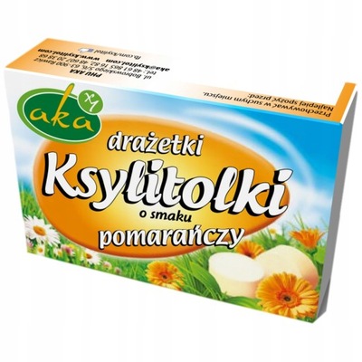 Ksylitolki drażetki pudrowe pomarańczowe 40g AKA