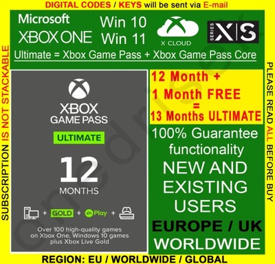 Xbox Game Pass Ultimate na 12 miesięcy