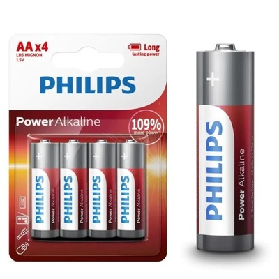 PHILIPS ALKALINE BATERIA ALKALICZNA AA LR6 R6 x4