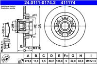 ATE ДИСК ТОРМОЗНОЙ ЗАДНИЙ 274X11 P LOZYSKO ABS OPAK 1-SZT RENAULT