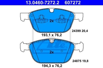 ATE 13.0460-7272.2 КОЛОДКИ ТОРМОЗНЫЕ ПЕРЕД VOLVO XC60/XC90 06-