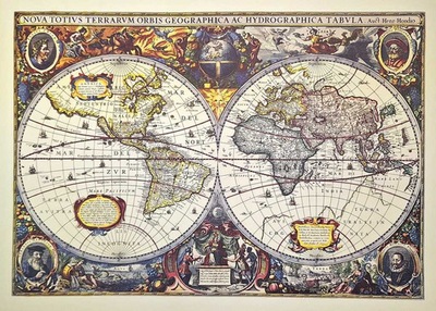 Mapa świata 1630r. - J.Hondius reprint - M1630