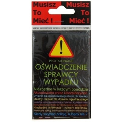 OSWIADCZENIE SPRAWCY WYPADKU / ALKOTEST EN KIT !  