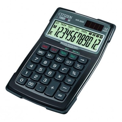 Citizen Kalkulator WR3000, czarna, biurkowy z obliczaniem VAT, 12 miejsc, w