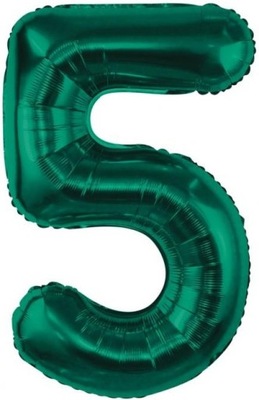 Balon foliowy Butelkowa zieleń cyfra 5 / 85 cm