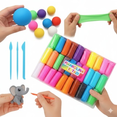 PLASTELINA POLIMEROWA GLINA SENSO PIANKOWA MASA SENSORYCZNA ZESTAW 36SZT