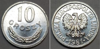 10 gr groszy 1981 MENNICZY st. 1 - z rolki bankowej