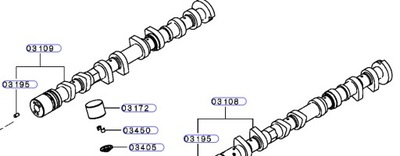 SHAFT SHAFTS VALVE CONTROL SYSTEM MITSUBISHI OUTLANDER 2.4  