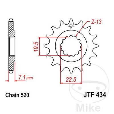 ENGRANAJE PARTE DELANTERA JT F434-15, 15Z, TAMAÑO 520  