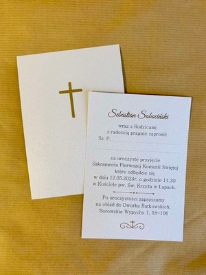 Zaproszenie na Komunię personalizowane ozdobny pap