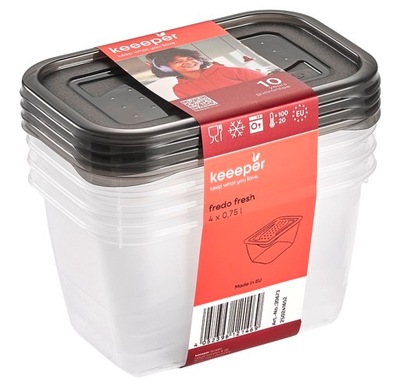 Keeeper Zestaw pojemników na żywność 4x0,75 l FREDO