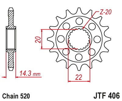 ЗУБЧАТКА ПЕРЕДНЯ JTF406-15 15Z РОЗМІР 520