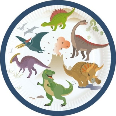 Talerzyki Dinozaury 18 cm, 8 szt.