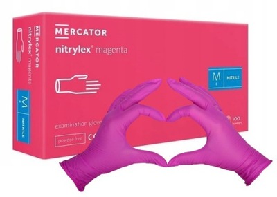 Rękawiczki rękawice nitrylowe różowe M 100 sztuk