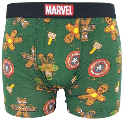 Bokserki męskie świąteczne zielone w pierniczki MARVEL r. XL