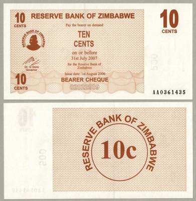 Zimbabwe 10 Cent 2006 P-35 UNC