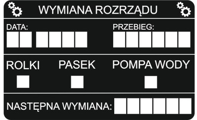 WYMIANA ROZRZĄDU Naklejki Serwisowe Zestaw 80 szt