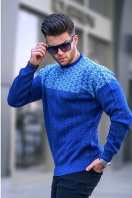 Męski niebieski sweter Boron - L