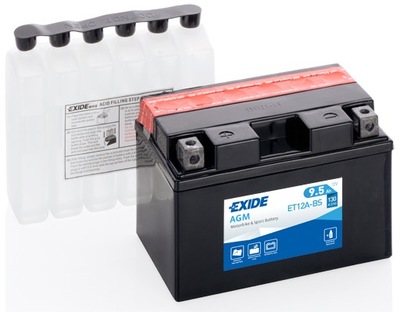 AKUMULIATORIUS MOTOCIKLINIS EXIDE AGM 9.5AH 130A ET12A-BS AMPER 