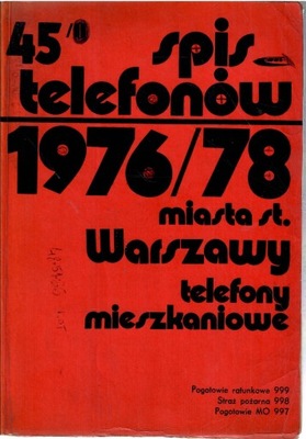 45/II Spis telefonów mieszkaniowych m. st. Warszawy Wydany 1976/78