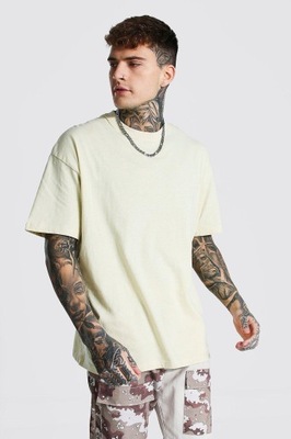 BOOHOO T-SHIRT MĘSKI BEŻOWY OVERSIZED S 1YHS